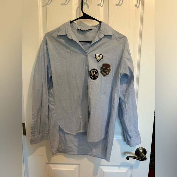 Zara Blue Military Shirt - Picture 2 of 5